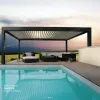 OEM ODM Waterproof Pergola Outdoor Garden Pavilion Gazebo Aluminum Outdoor Pergola Adjustable Louvered Roof Pergola Retractable