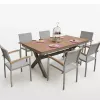 Rectangular Wood Dining Table Outdoor Dining Table Waterproof Garden Dinning Set With 6 Chairs Dining Table