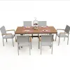 Rectangular Wood Dining Table Outdoor Dining Table Waterproof Garden Dinning Set With 6 Chairs Dining Table