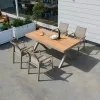 Rectangular Wood Dining Table Outdoor Dining Table Waterproof Garden Dinning Set With 6 Chairs Dining Table