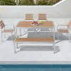 Rectangular Wood Dining Table Outdoor Dining Table Waterproof Garden Dinning Set With 6 Chairs Dining Table