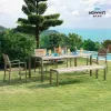 Rectangular Wood Dining Table Outdoor Dining Table Waterproof Garden Dinning Set With 6 Chairs Dining Table
