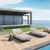 Restaurant Daybed Garden Patio Pool Chaise Lounge Set Aluminum Outdoor Sun Lounge Chairs Furniture With Round Table