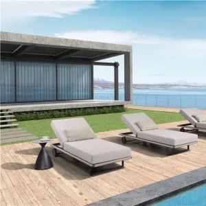 Restaurant Daybed Garden Patio Pool Chaise Lounge Set Aluminum Outdoor Sun Lounge Chairs Furniture With Round Table