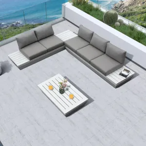 4 Seater Patio Garden Leisure Furniture Aluminium Outdoor Grey Sectional Sofa Set