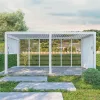 100% Waterproof Pergola Bioclimatic Outdoor Garden Manual Roof Pergola Adjustable Louvered Aluminium Metal Roof Pergola