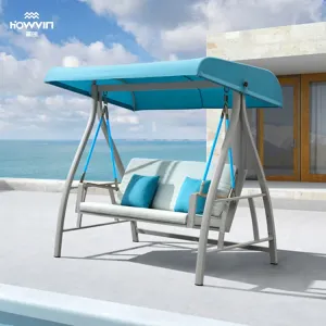 2-seat Deluxe Outdoor Garden Swing Chair Hanging Chair Patio Swing Chair with Canopy