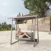 2-seat Deluxe Outdoor Garden Swing Chair Hanging Chair Patio Swing Chair with Canopy