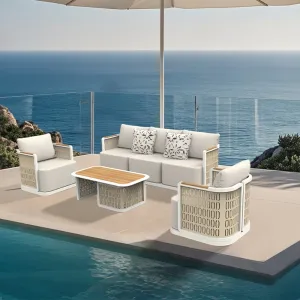 All Weather Outdoor Garden Sofa Corner Aluminum Waterproof Metal Patio Sofa Set