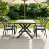 Aluminum Alloy Woven Arm Dining Chair Set with HDPE Table Waterproof Modern Design for Living Room