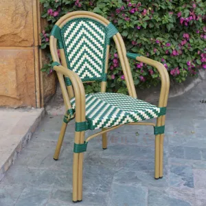 Aluminum Rattan Armchair PE Rattan Outdoor Garden Garden Cross-border E-commerce Restaurant Disassemble Stacked PE Chairs