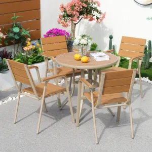 Best-Selling Modern Outdoor Garden Metal Furniture Sets Restaurant Patio Plastic Wood Tables Chairs-Factory Wholesale Dining