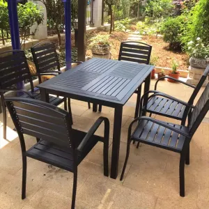 Restaurant Patio Plastic Wood Tables and Chairs