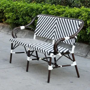 Best-selling Modern Small Restaurant Aluminum Outdoor Dining Chairs Rattan Garden Benches for Hotel Park Use Powder Coated
