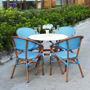 Bistro Vintage Aluminium Outdoor Furniture Flower Dining Garden Rattan Chair and Table