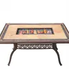 Cast Aluminum Ceramic Tile Top Rectangular Outdoor Dining Table for Park Patio Garden Use-Rust-Proof Durable Weather Resistant