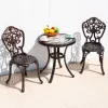 Cast Aluminum Outdoor Dining Bistro Table Round Garden Courtyard Patio Furniture with Mosaic Stone Top Modern Design