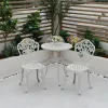 Classic Cast Aluminum Round Patio Table Decorative Outdoor Garden Coffee Table for Balcony Backyard Bistro Use