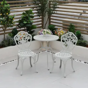 Classic Cast Aluminum Round Patio Table Decorative Outdoor Garden Coffee Table for Balcony Backyard Bistro Use