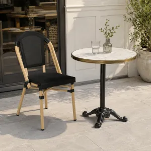Commercial French Bistro Chair Aluminum Alloy Frame Teslin Fabric Lightweight Outdoor Cafe Hotel Restaurant Dining Side Chair