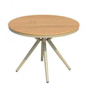 Deluxe Modern All-Weather Outdoor Tables Round Plastic Wood Table Set for Courtyard Garden