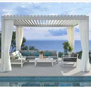 Electric 3x3m Aluminum Louver Pergola Outdoor Garden Eco-Friendly Nature Waterproof Pavilion Remote Control Operation Manual