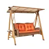 England Style Rattan Garden Swing with Canopy Outdoor Garden Furniture Children Swing Hanging Chair Sets for Adults