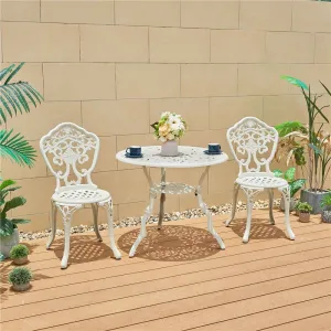 European Style Outdoor 3 Pieces Furniture Cast Aluminium Chair Bistro Patio Set Cafe Table and Chairs Set kd Garden Set