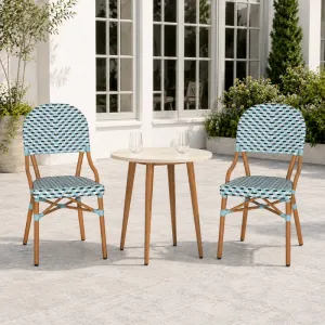 Factory Direct Modern French Bistro Chair Elegant Lightweight Outdoor Aluminum PE Rattan Dining Chair Stackable Patio Park Chair