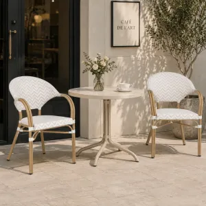 Factory Direct Wholesale Teslin French Bistro Armchair Aluminum Frame Outdoor Restaurant Garden Patio Chair
