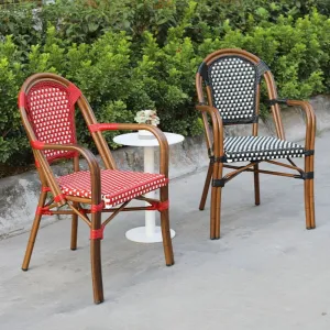 Factory Wholesale Super Durable Aluminum Woven Wicker Dining Chair Rattan Coffee Chair Aluminum Frame Rattan Chair