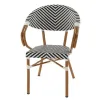 French Bistro Arm Chair Aluminum Frame Powder Coated Teslin Fabric Waterproof Stackable Comfortable Outdoor Hotel Villa Park