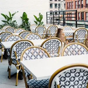 French Bistro Chair Outdoor Garden Rattan Chair Furniture Paris Courtyard Cafe Dining Chair