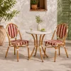 French Bistro Rattan Dining Chair Red White Woven Outdoor Stackable Cafe Restaurant Patio Chair