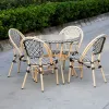 French Modern Bistro Outdoor Furniture Sun Proof Waterproof Teslin Coffee Restaurant Garden Aluminium Dining Chair Hotel Villa