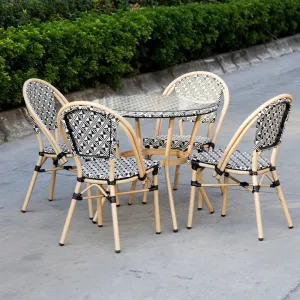 French Modern Bistro Outdoor Furniture Sun Proof Waterproof Teslin Coffee Restaurant Garden Aluminium Dining Chair Hotel Villa