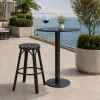 French Parisian Bistro PE Rattan Bar Stool Backless Round Cushion Seat Outdoor Patio Cafe Garden High Counter Bar Stool