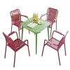 Full Aluminum Square Slat Table Waterproof Outdoor Patio Cafe Bistro Dining Table Weather Resistant Garden Table
