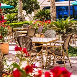 Garden Furniture French Rattan Patio Arm Chairs Paris Bistro Chairs