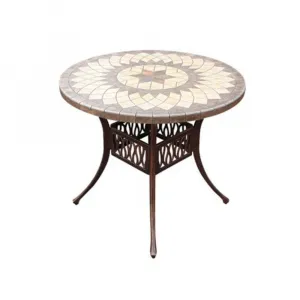 Garden Metal Ceramic Dining Table Custom Aluminum Die Casting Marble Round Table