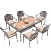 Garden Party Casual Furniture Dining Table European Style Vintage Die-cast Metal Outdoor Ceramic Table