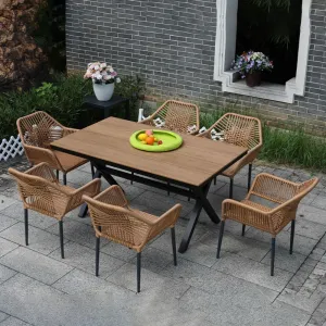 Garden Rattan Furniture Wicker Outdoor Rattan Chair Retractable Dining Table Patio Furniture Sets