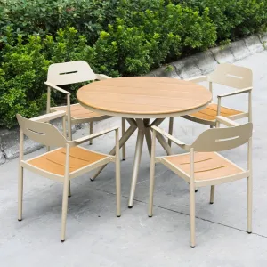 Garden Restaurant Terrace Outdoor Furniture Chairs Aluminum Plastic Wood Tables and Chairs