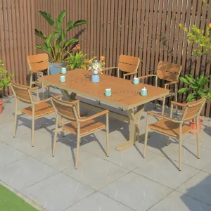 Garden Restaurant Terrace Outdoor Furniture Plastic-wood Aluminum Dining Table and Chair Set