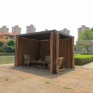 CHOUVANT ZF8009P Aluminum Patio Deck Outdoor Motorized Metal Louvered Roof Gazebo Electric Features Powder Coated