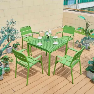 Modern Aluminum Square Dining Table Set for Hotel Outdoor Use Durable Waterproof Patio Furniture