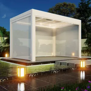 Outdoor 3x3 Canopy Gazebo Pergola with Aluminum Frame Powder Coated Finish Nature Inspired for Travel