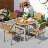 Hot Sale Modern Exterior Outdoor Dining Tables Chairs Aluminum Plastic Wood Armchair Patio Courtyard