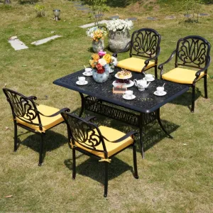 Hot Sale Modern Metal Aluminum Outdoor Dining Hotel Patio Table and Chair Set