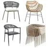 Hot Selling Braided Rope Rattan Outdoor Stackable Wholesale Aluminum Frame Metal Patio Garden Dining Chairs